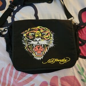 This Ed Hardy Black Messenger Bag with Vibrant Tiger Art Has Been Sold Already❗️